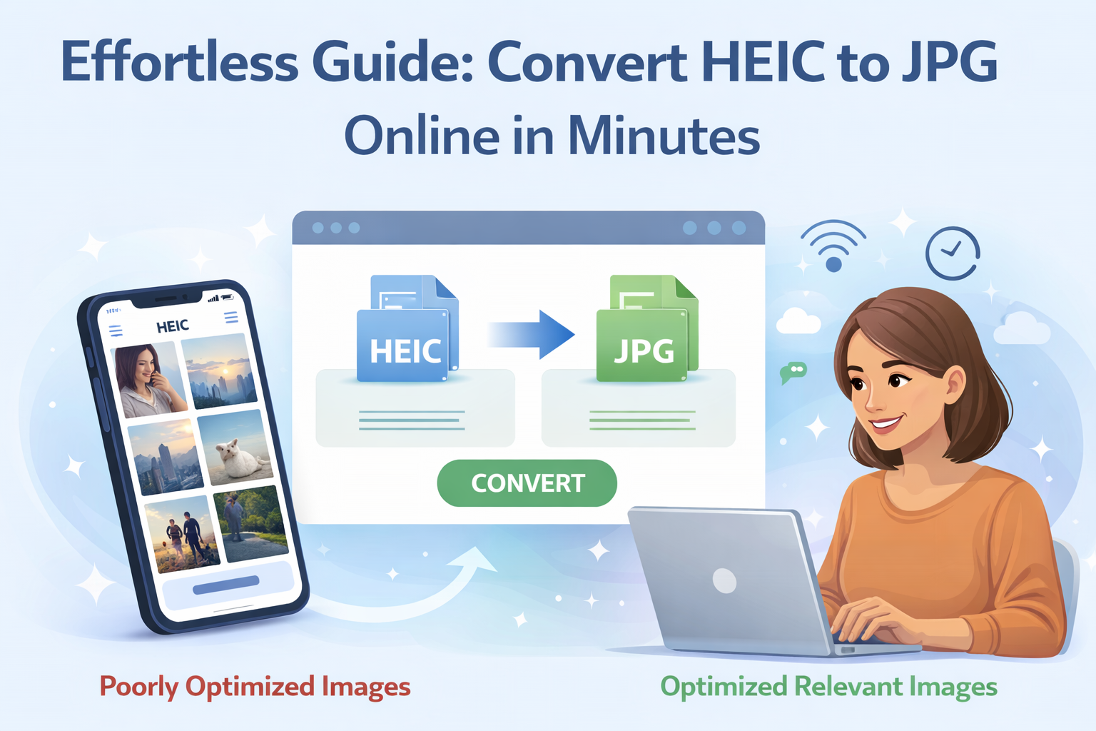 Step-by-step online HEIC to JPG conversion interface on HEICtoJPG.com